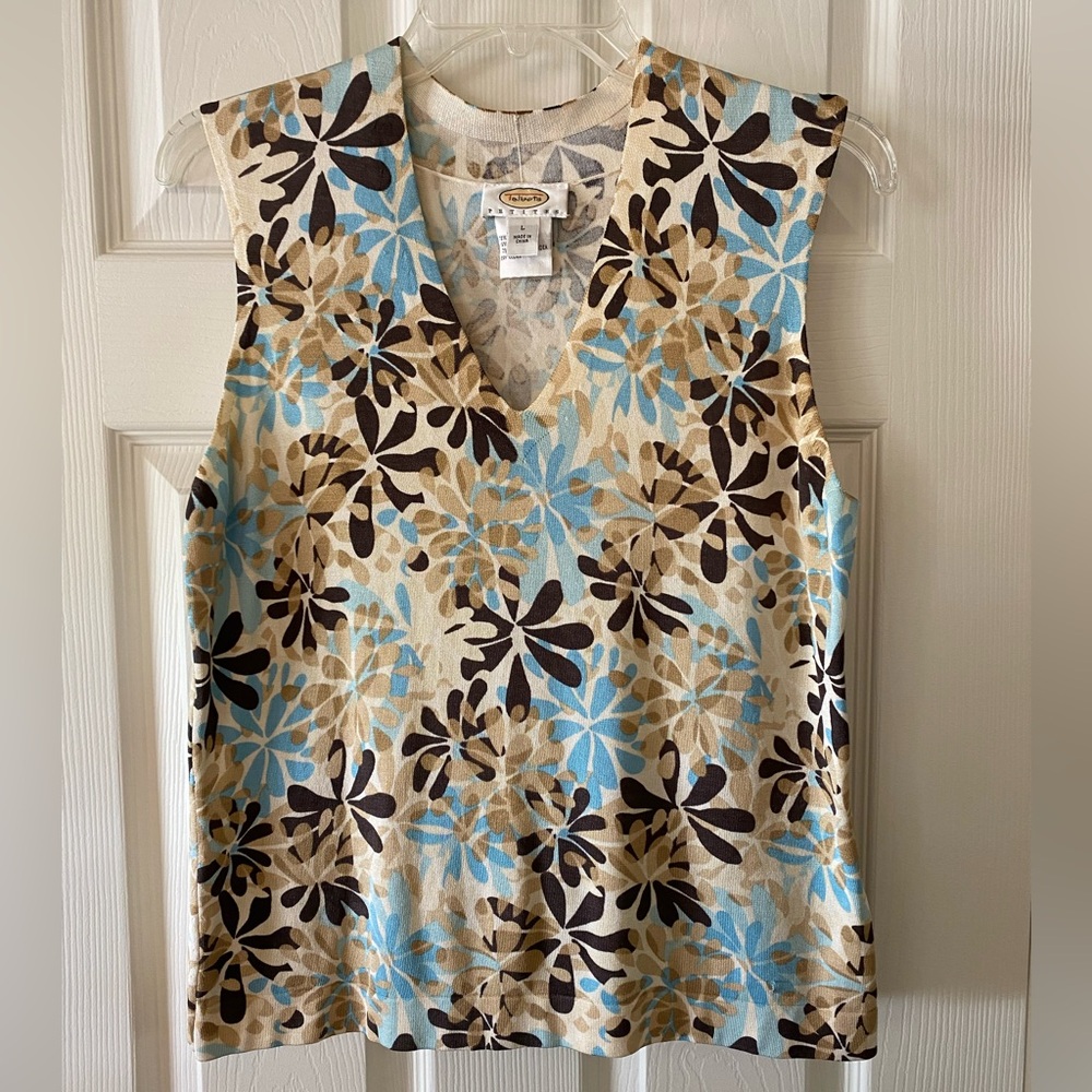 Talbots Petites L silk sleeveless sweater / shell, v neck